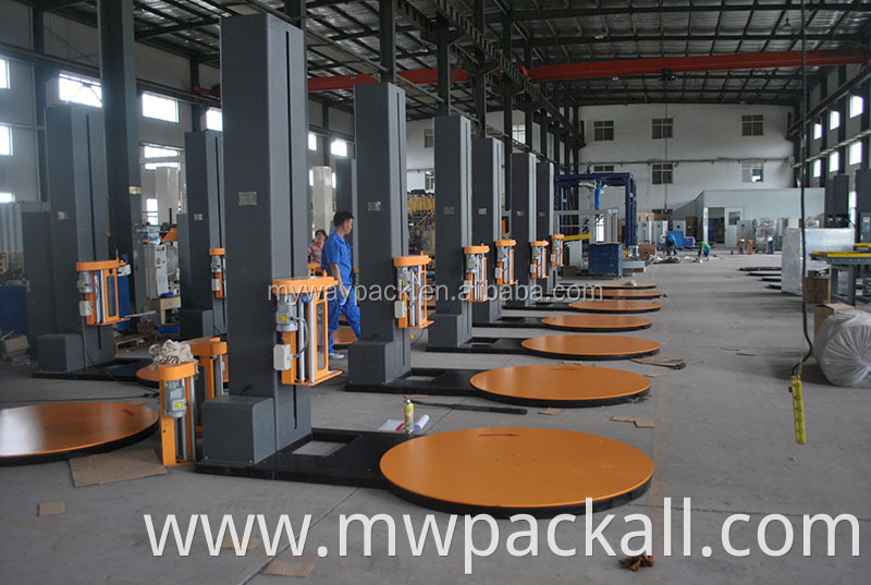 top platen pallet stretch film wrapping machine for lighter and higher goods with CE certification